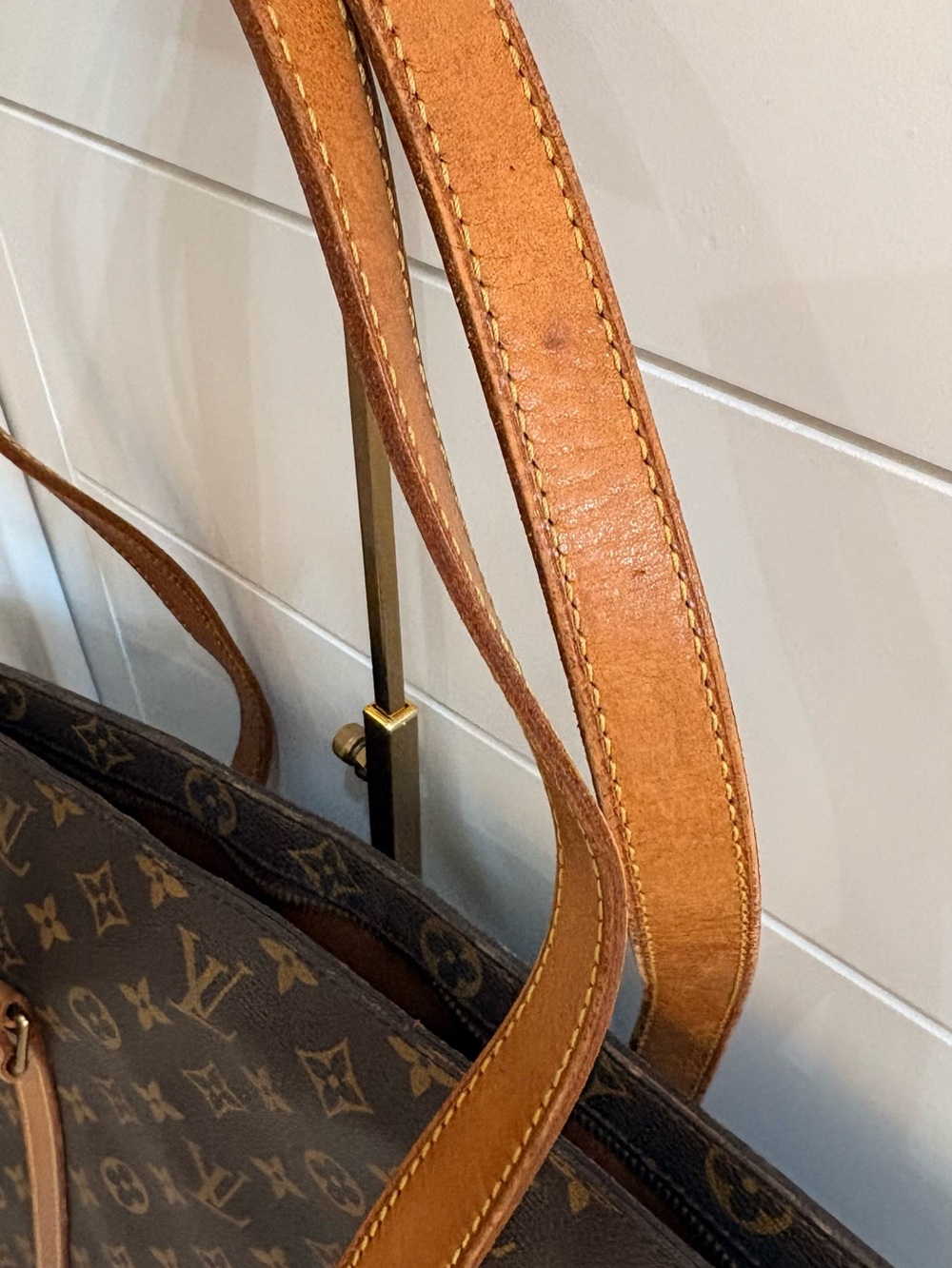 Louis Vuitton Brown Monogram Canvas Tote with Tan Leather Trim - Picture 6 of 13